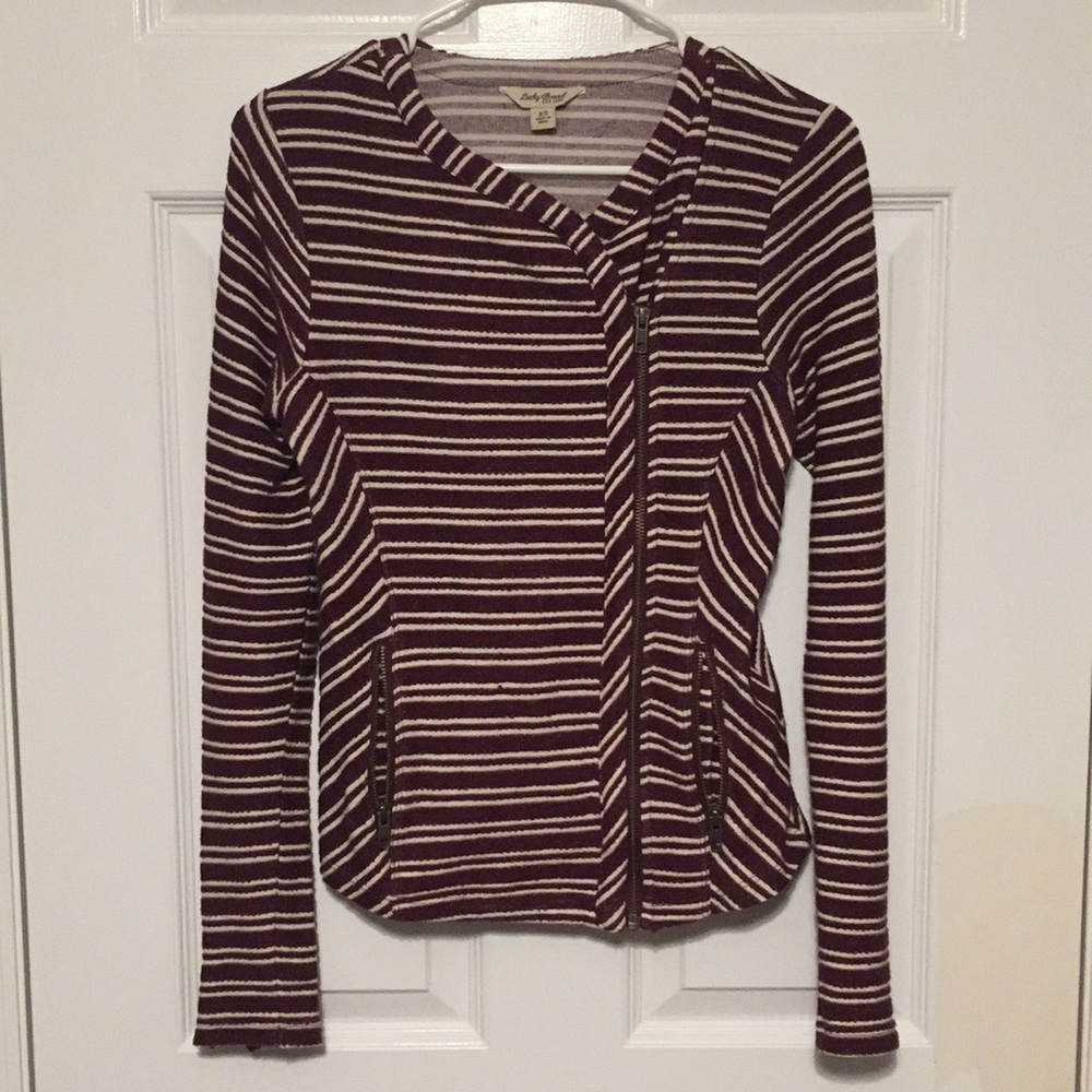 Lucky brand zip up fitted sweater